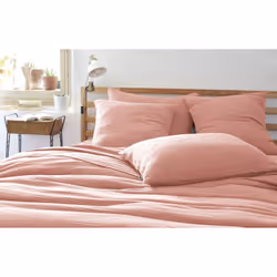 OUREA MOTIF - Taie d'Oreiller 60x60cm Gaze de Coton Rose Pêche à Pois Dorés