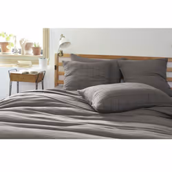 Ourea motif - Taie d'Oreiller 60x60cm Gaze de Coton Granit à Grands Carreaux - Gris