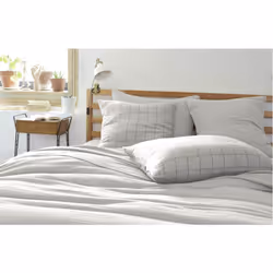 Ourea motif - Taie d'Oreiller 60x60cm Gaze de Coton Nuage à Grands Carreaux - Gris