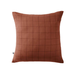 Ourea motif - Taie d'Oreiller 60x60cm Gaze de Coton Terracotta à Grands Carreaux - Terracotta