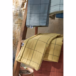 OUREA MOTIF - Taie d'Oreiller 60x60cm Gaze de Coton Vert d'Eau à Grands Carreaux - Vue supplémentaire 4
