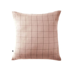 Ourea motif - Taie d'Oreiller 60x60cm Gaze de Coton Guimauve à Grands Carreaux - Rose