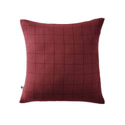Ourea motif - Taie d'Oreiller 60x60cm Gaze de Coton Lie de Vin à Grands Carreaux - Bordeaux