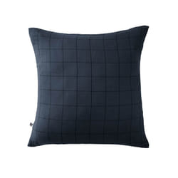 Ourea motif - Taie d'Oreiller 60x60cm Gaze de Coton Minuit à Grands Carreaux - Bleu