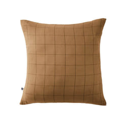 Ourea motif - Taie d'Oreiller 60x60cm Gaze de Coton Camel à Grands Carreaux - Marron