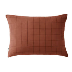 Ourea motif - Taie d'Oreiller 50x70cm Gaze de Coton Terracotta à Grands Carreaux - Terracotta
