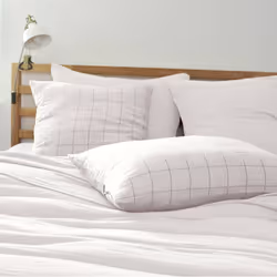Ourea motif - Taie d'Oreiller 50x70cm Gaze de Coton Chantilly à Grands Carreaux - Blanc