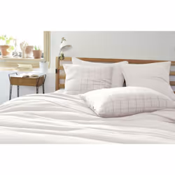 Ourea motif - Taie d'Oreiller 50x70cm Gaze de Coton Chantilly à Grands Carreaux - Blanc