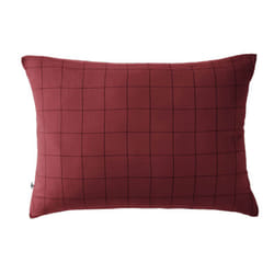 Ourea motif - Taie d'Oreiller 50x70cm Gaze de Coton Lie de Vin à Grands Carreaux - Bordeaux