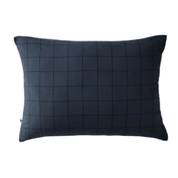 Ourea motif - Taie d'Oreiller 50x70cm Gaze de Coton Minuit à Grands Carreaux - Bleu