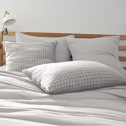Ourea motif - Taie d'Oreiller 60x60cm Gaze de Coton Nuage à Petits Carreaux - Gris