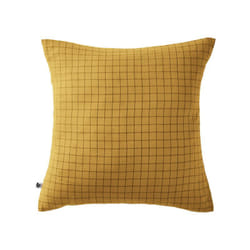 Ourea motif - Taie d'Oreiller 60x60cm Gaze de Coton Safran à Petits Carreaux - Jaune