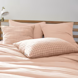 Ourea motif - Taie d'Oreiller 60x60cm Gaze de Coton Guimauve à Petits Carreaux - Rose