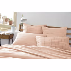 Ourea motif - Taie d'Oreiller 60x60cm Gaze de Coton Guimauve à Petits Carreaux - Rose