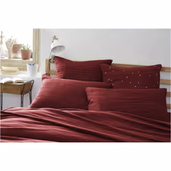 OUREA MOTIF - Taie d'Oreiller 60x60cm Gaze de Coton Lie de Vin à Petits Carreaux