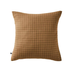 Ourea motif - Taie d'Oreiller 60x60cm Gaze de Coton Camel à Petits Carreaux - Marron