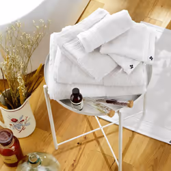 Altobuy - emma - Serviette Invité 30x50cm en Coton Bio Coloris Chantilly - Blanc