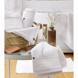 Altobuy - emma - Serviette Invité 30x50cm en Coton Bio Coloris Chantilly - Blanc