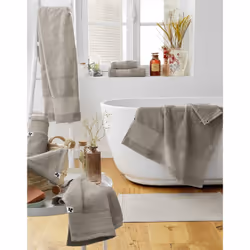 Emma - Serviette Invité 30x50cm en Coton Bio Coloris Argile - Taupe