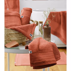 Emma - Serviette de Douche 70x130cm en Coton Bio Coloris Terracotta - Terracotta