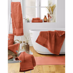 Emma - Serviette de Douche 70x130cm en Coton Bio Coloris Terracotta - Terracotta