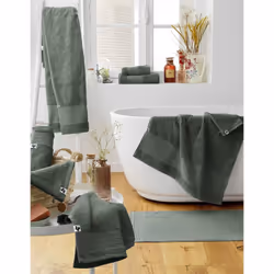 Emma - Serviette de Douche 70x130cm en Coton Bio Coloris Romarin - Vert - Vue supplémentaire 3