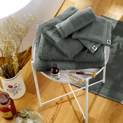 Emma - Serviette de Douche 70x130cm en Coton Bio Coloris Romarin - Vert - Vue supplémentaire 4