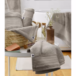Emma - Tapis de Bain 50x70cm en Coton Bio Coloris Argile - Taupe