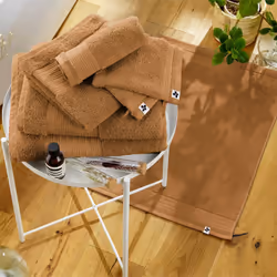 EMMA - Serviette Invité 30x50cm en Coton Bio Coloris Camel