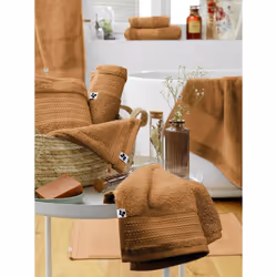 EMMA - Serviette Invité 30x50cm en Coton Bio Coloris Camel