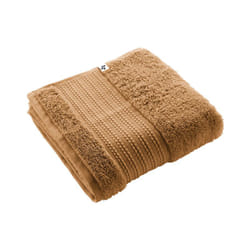 Emma - Serviette de Toilette 50x90cm en Coton Bio Coloris Camel - Marron