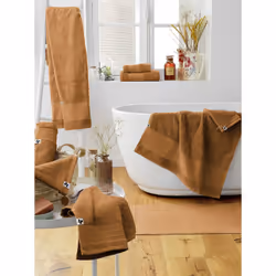 Emma - Serviette de Toilette 50x90cm en Coton Bio Coloris Camel - Marron - Vue supplémentaire 4