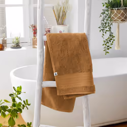 Emma - Serviette de Toilette 50x90cm en Coton Bio Coloris Camel - Marron - Vue supplémentaire 5