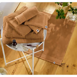 Emma - Tapis de Bain 50x70cm en Coton Bio Coloris Camel - Marron