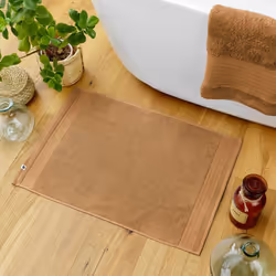 Emma - Tapis de Bain 50x70cm en Coton Bio Coloris Camel - Marron
