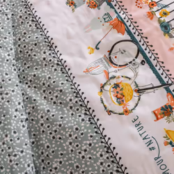 Altobuy - midea - Parure de Lit Coton Motif Fleuri Housse de Couette 200x200cm + 2 Taies d'Oreiller - Rose