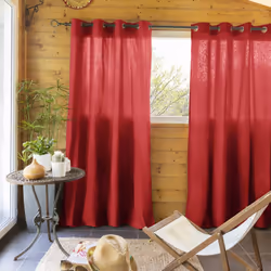 Altobuy - sophie - Rideau 140x260cm Coton Coloris Cerise Œillets Inox - Rouge