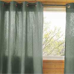 Altobuy - sophie - Rideau 140x260cm Coton Coloris Romarin Œillets Inox - Vert