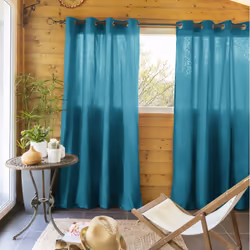 SOPHIE - Rideau 140x260cm Coton Coloris Paon Œillets Inox