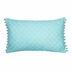ARIEL - Coussin Déhoussable 30x50cm Coton Motif Sirène avec Pompons