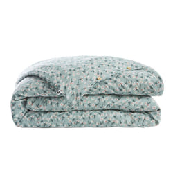 Altobuy - allison - Housse de Couette 260x240cm Gaze de Coton Coloris Bleu Motifs Fleurs