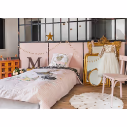 Ballet - Parure de Lit Coton Motif Danseuse Housse de Couette 200x200cm + 2 Taies d'Oreiller - Rose
