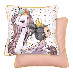 Altobuy - philias - Coussin Déhoussable 40x40cm Coton Motif Licorne - Blanc