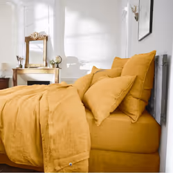 Altobuy 3663738073141 Taie d'oreiller Jaune 50 x 70 cm Lin
