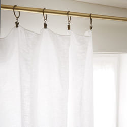 MARGAUX - Rideau Ajustable 140x270cm Lin Lavé Craie + 8 Anneaux Pince