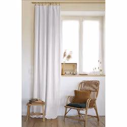 MARGAUX - Rideau Ajustable 140x270cm Lin Lavé Craie + 8 Anneaux Pince