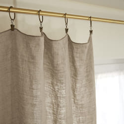 Margaux - Rideau Ajustable 140x270cm Lin Lavé Sable + 8 Anneaux Pince - Greige
