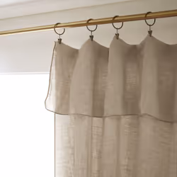 Margaux - Rideau Ajustable 140x270cm Lin Lavé Sable + 8 Anneaux Pince - Greige