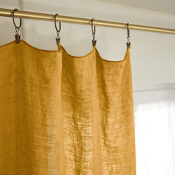 Altobuy - margaux - Rideau Ajustable 140x270cm Lin Lavé Miel + 8 Anneaux Pince - Jaune