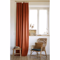 Altobuy - margaux - Rideau Ajustable 140x270cm Lin Lavé Paprika + 8 Anneaux Pince